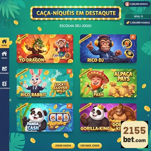 Imagem de jogos de caça-níqueis da 2155bet em destaque.