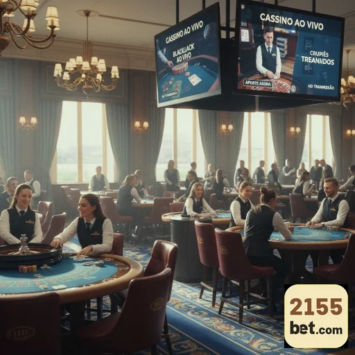 Mesa de cassino ao vivo na 2155bet com crupiês e jogadores.