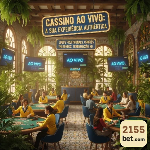 Ambiente de cassino ao vivo com mesas e jogadores na 2155bet.