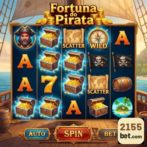Jogos de slots na 2155bet, destacando Fortuna do Pirata.