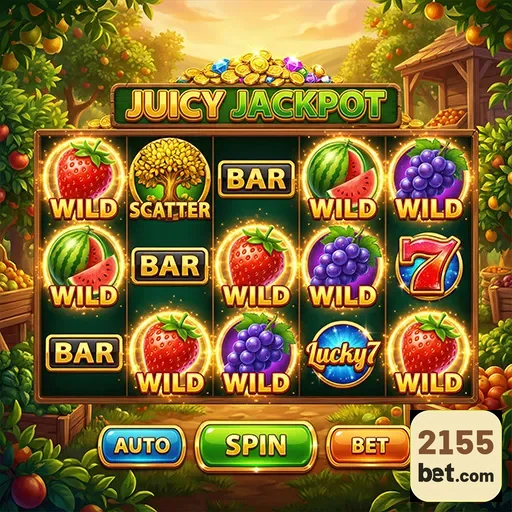 Slot 'Juicy Jackpot' da plataforma 2155bet em destaque.