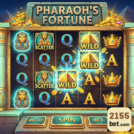 Interface VIP da 2155bet mostrando o jogo Pharaoh's Fortune.