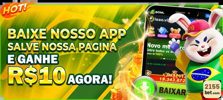 Serviços VIP da 2155bet com oferta de R$10 ao baixar o app.