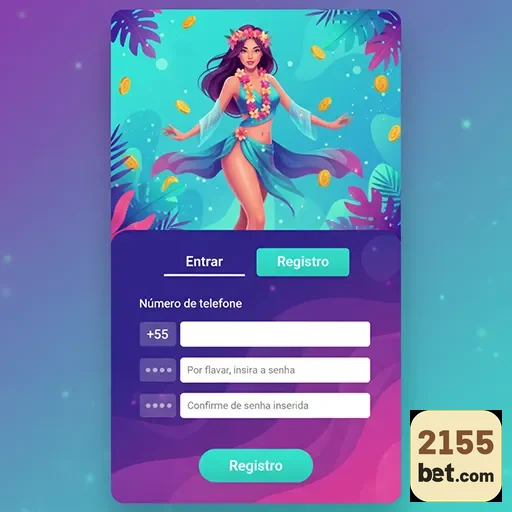 Tela de registro da 2155bet com personagem vibrante.